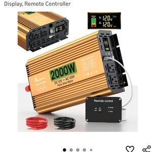 2000 Watt Inverter 12V DC to 110V/120V AC, Digital Display, Remote Controller